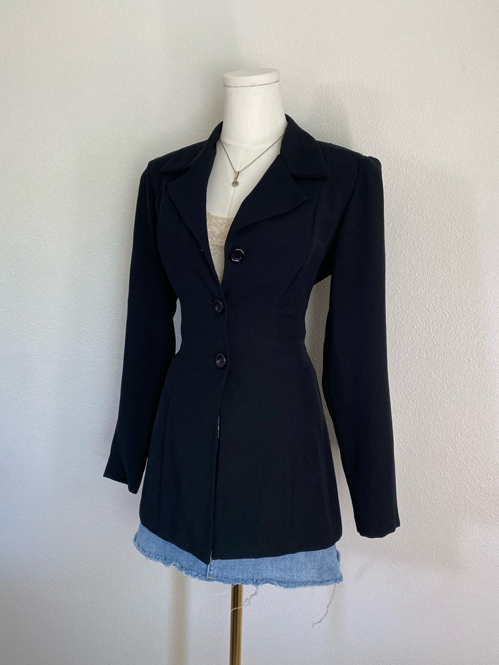 Vintage 90s Charlotte Russe Longline Blazer Tailored Silhouette Office Grunge